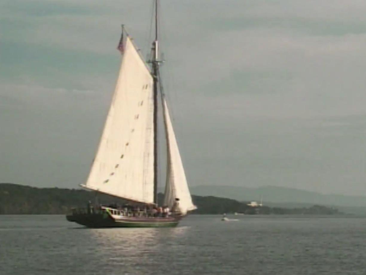 The sloop Clearwater sailing the Hudson River