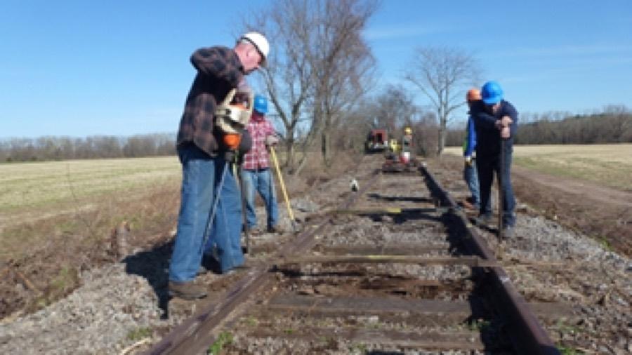 Volunteers working on the Catskill Mountain Railroad, west of the C9 bridge over the Esopus Creek in Kingston